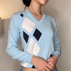 Blue geometric sweater